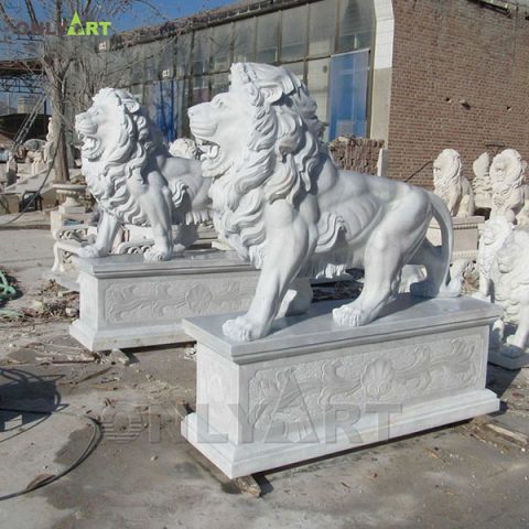 Garden decor carved marble lion statue meaning OLA-A022