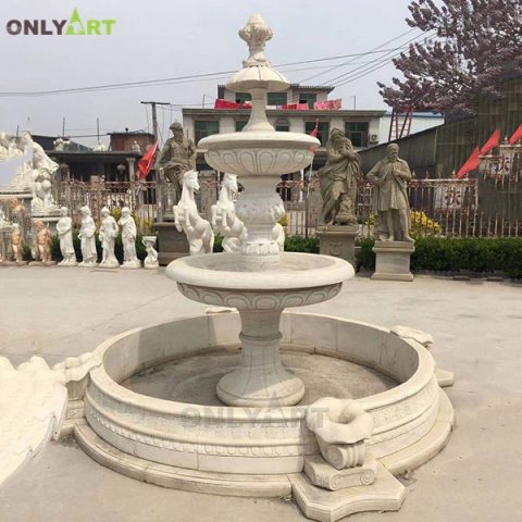 Garden decoration 3 tiered marble fountain water feature statues OLA-F235