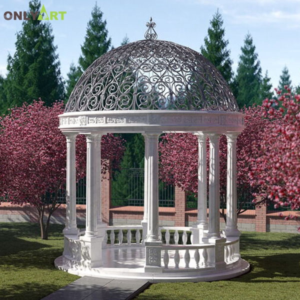 Hand carved European style marble gazebo with columns OLA-G031