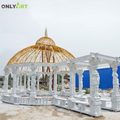 Hand carved modern stone pavilions with woman statue OLA-G043