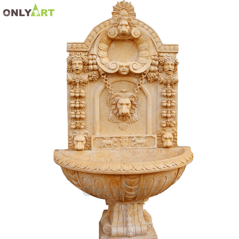 Hand carved modern wall fountain waterfall with lion head OLA-F200