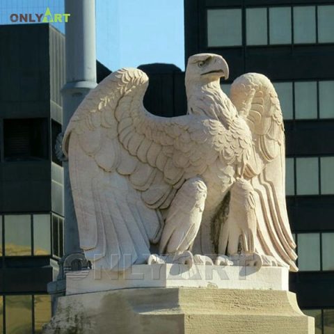 Hand made marble outdoor eagle statue with big winged OLA-A012
