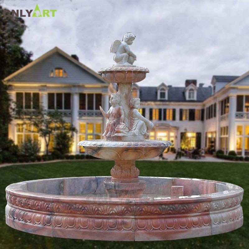 High quality hand carved outdoor water fountain angels statue for sale OLA-F179