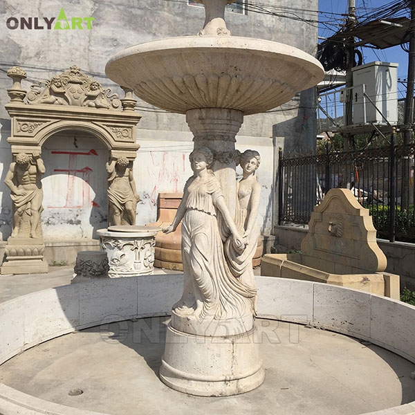 High quality large antique stone carving white marble water fountain with woman OLA-F183