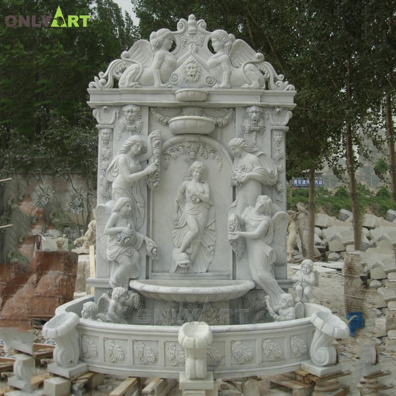 High quality large white marble wall water fountain for outdoor OLA-F199