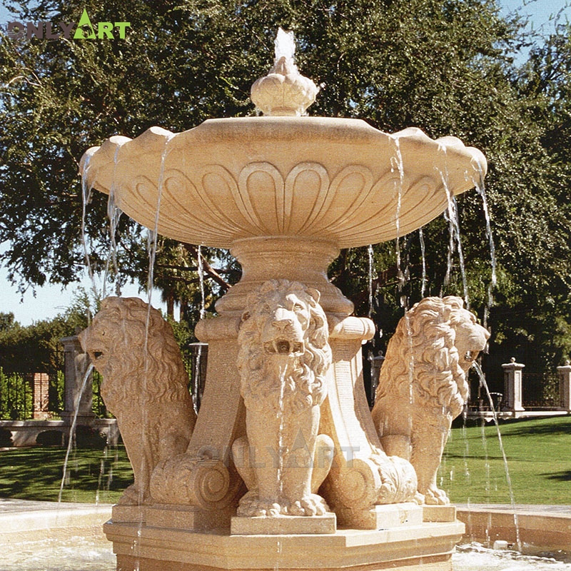 High quality marble water feature fountain with lion statue OLA-F210