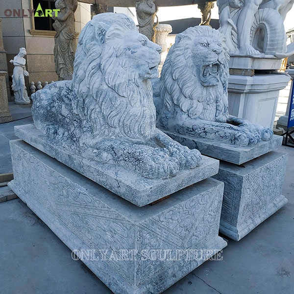 High quality stone lion garden statue with base OLA-A037