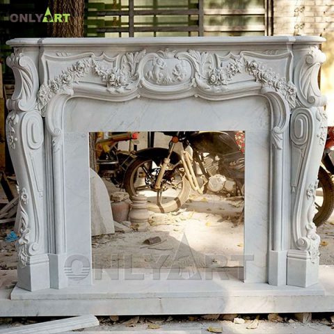 High quality white stone fireplace surround for sale OLA-M034