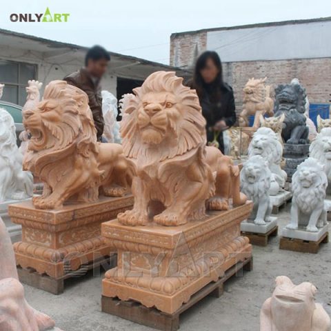 Home decor marble lion outdoor statue for sale OLA-A038