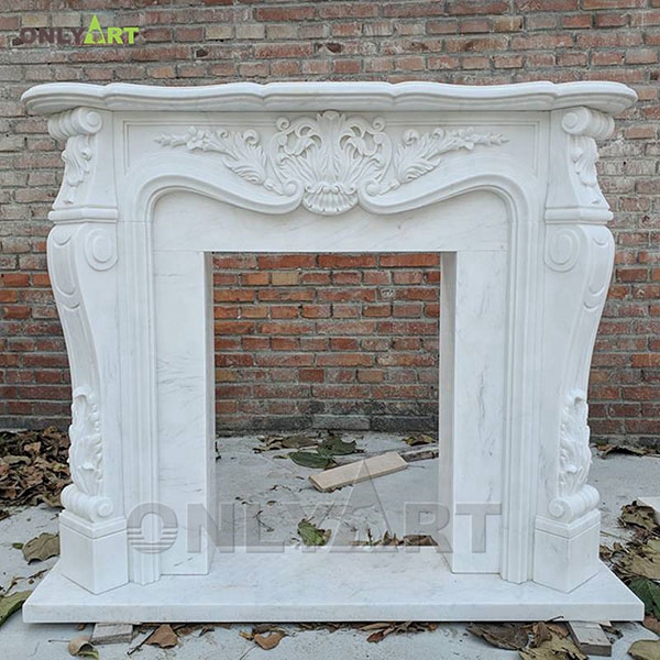 Hot Sale Indoor Natural Stone White Marble French Fireplace Surround OLA-M001