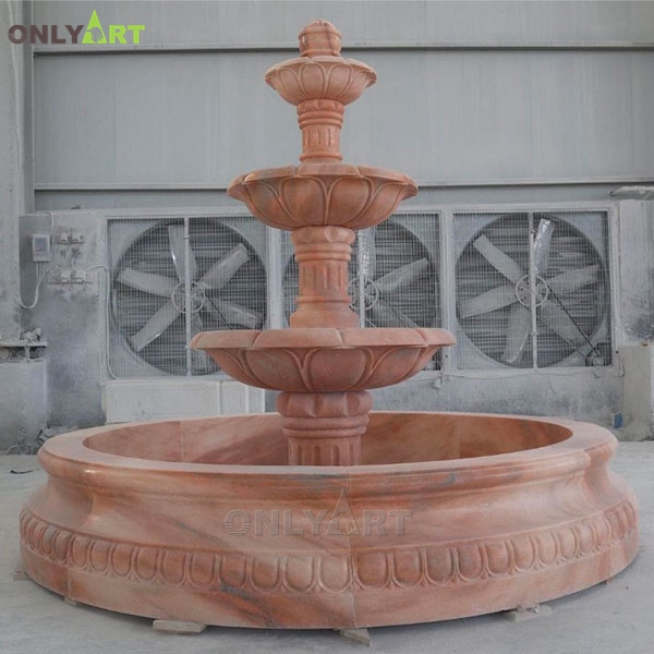 Hot sale outdoor garden simple natural stone 3 tier marble water fountain OLA-F273