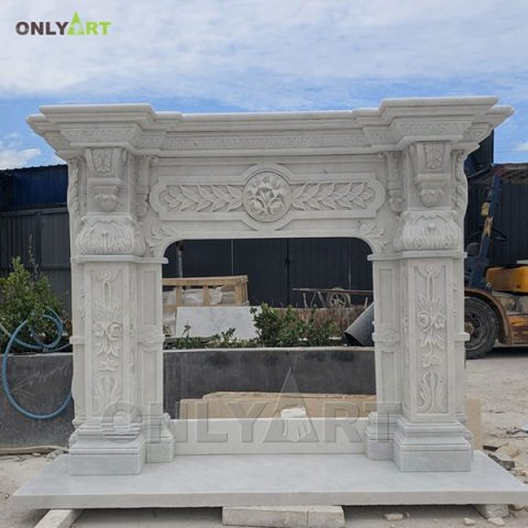 Indoor marble contemporary fireplace mantel for sale OLA-M011