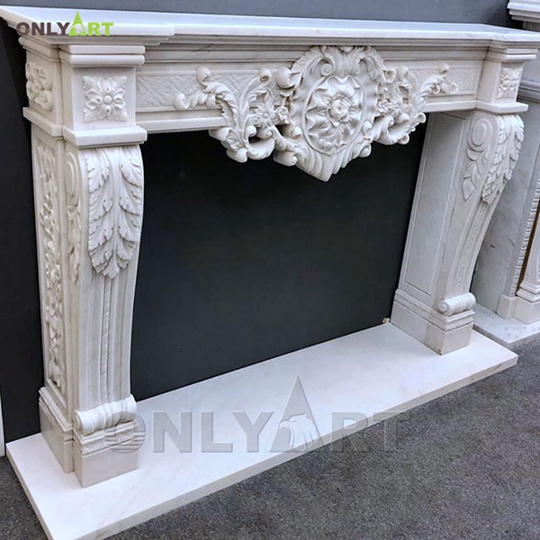 Indoor modern art marble white mantel shelf for fireplace OLA-M028