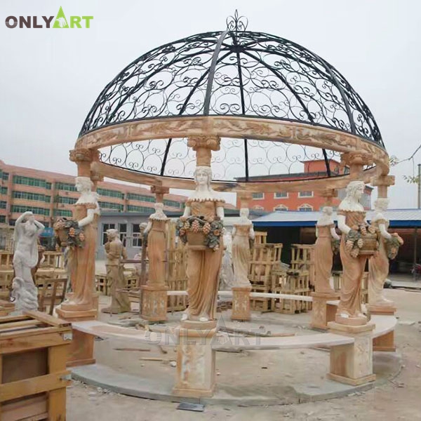 Large Sculpture Luxury Garden Women Statue Gazebo With Metal Dome OLA-G048