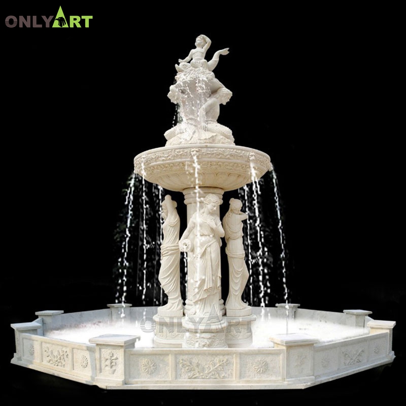 Large marble waterfall fountain home garden decoration women sculpture fountains OLA-F177