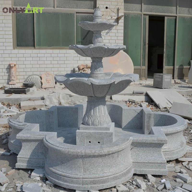 Large modern design grey stone water fountain for garden OLA-F187