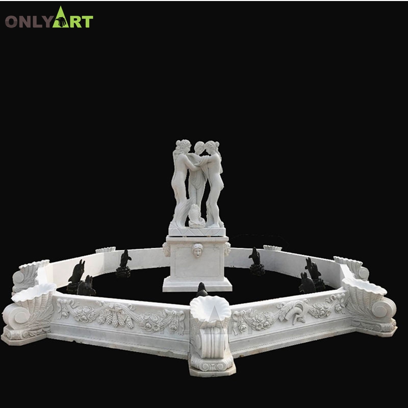 Large round marble nude woman statue fountain for sale OLA-F182