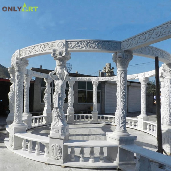 Large round white marble gazebo pavilion for backyard decoration OLA-G081
