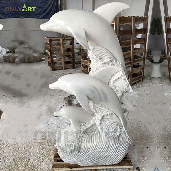 Large size marble modern outdoor dolphin statues for garden OLA-A014