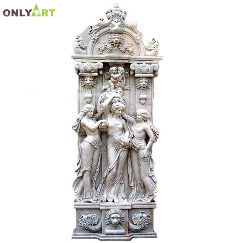 Large size marble woman wall fountain for garden decoration OLA-F202