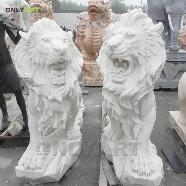 Life size stone lion statues for sale OLA-A005