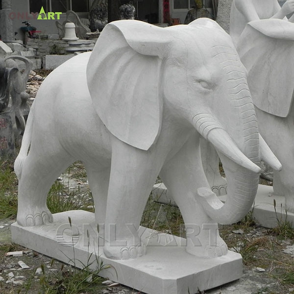 Life size white marble elephant statue for garden OLA-A017