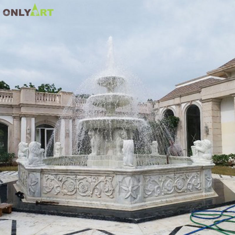 Luxury Hotel Stone Carving Water Feature Marble Fountain for Park OLA-F209