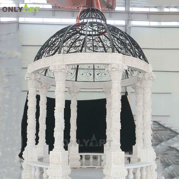 Luxury decorative hotel garden round marble gazebo with dome OLA-G059