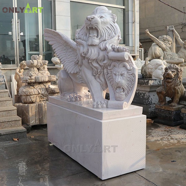 Marble animal sculpture winged lion statue for sale OLA-A027