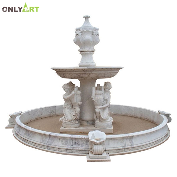 Marble garden water fountain sculptures with lady statue OLA-F224