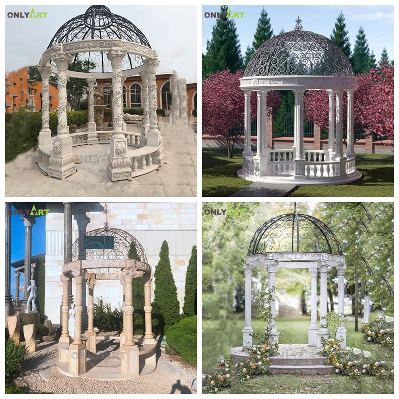 Modern Marble Column Gazebo For Garden Decoration