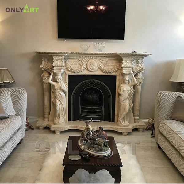 Modern cast stone fireplace surround OLA-M051