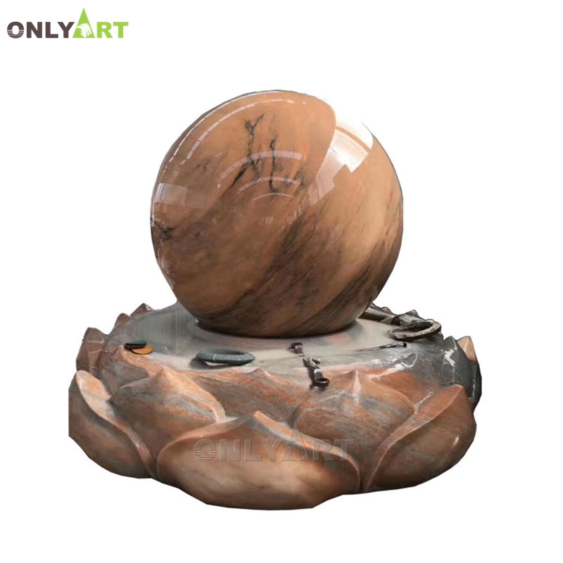 Natural marble water feature ball fountain for garden OLA-F189