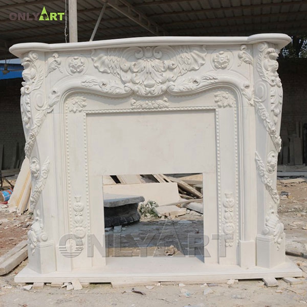 Natural marble white fireplace mantel surround OLA-M041