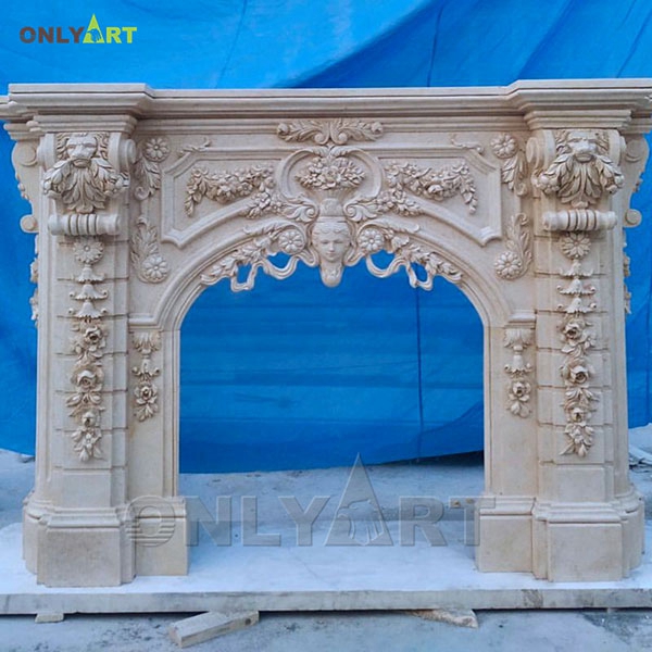 Natural modern arts and crafts fireplace surround marble sculpture for sale OLA-M023