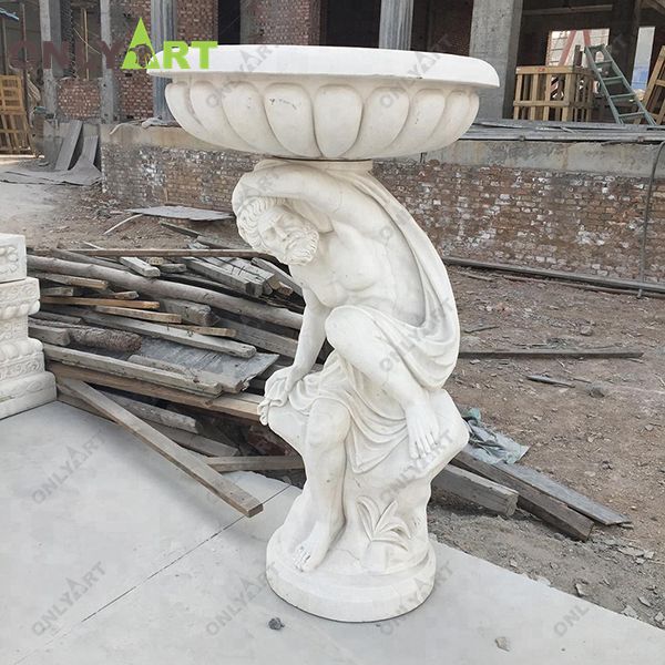 Natural stone flower pots with man statue OLA-V189