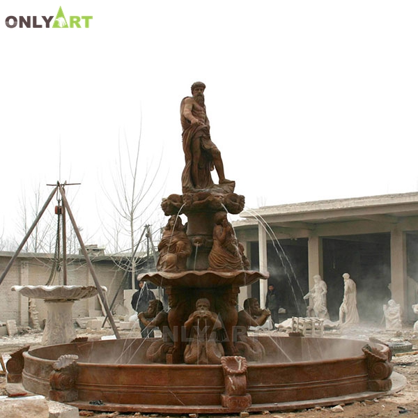 Natural stone marble outdoor tiered garden water fountain for sale OLA-F207