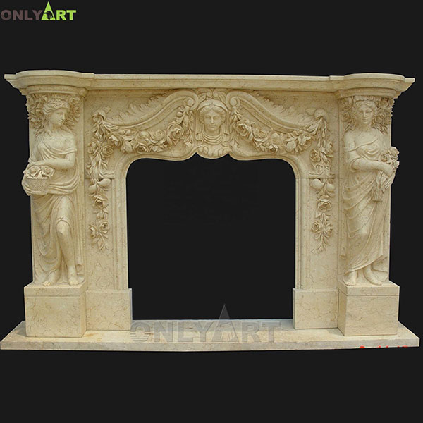 Natural stone vintage fireplace mantel decor OLA-M057