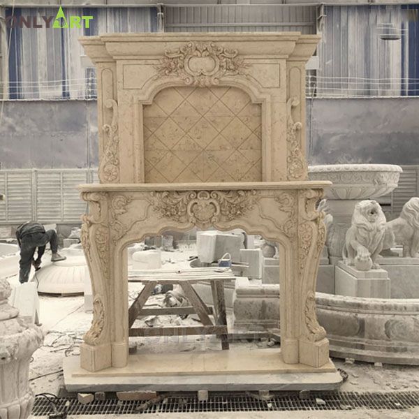 New ideas marble double fireplace mantel for sale OLA-M058