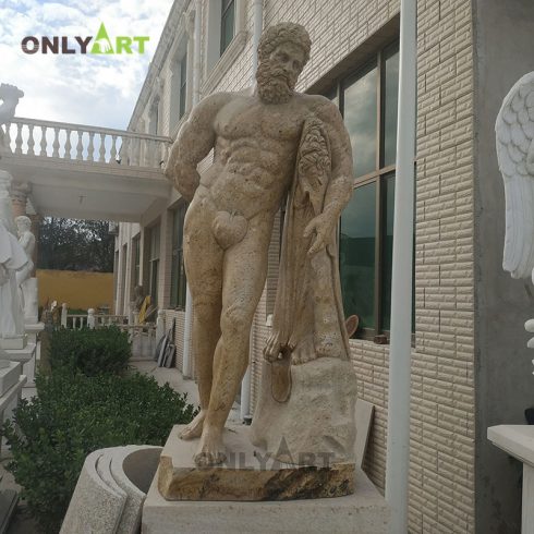 Hand Carved Outdoor Garden Decoration Marble Farnese Hercules Statue