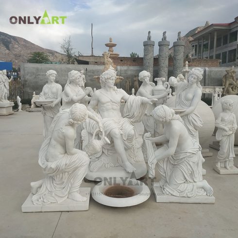 Famous Garden Decorative Hunan White Marble Male Apollo Bathing Statue