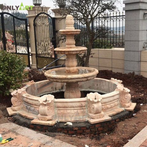 Outdoor 3 tiers marble water fountains for home decoration OLA-F184