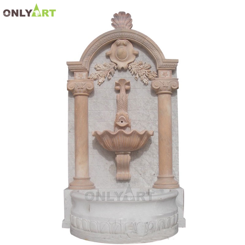 Outdoor decoration marble wall water fountain with flower OLA-F203