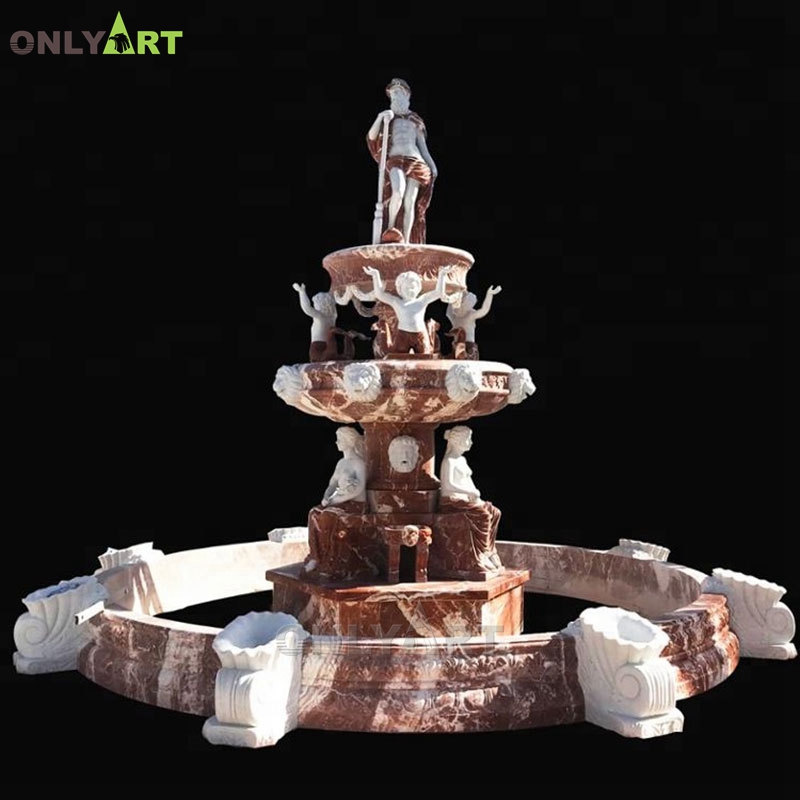 Outdoor garden marble fountain with poseidon statues for sale OLA-F181