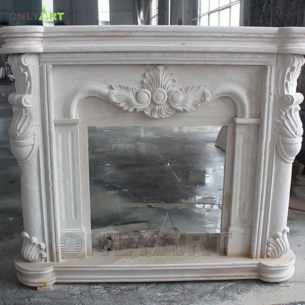 Outdoor hand carved white marble fireplace surround for sale OLA-M002