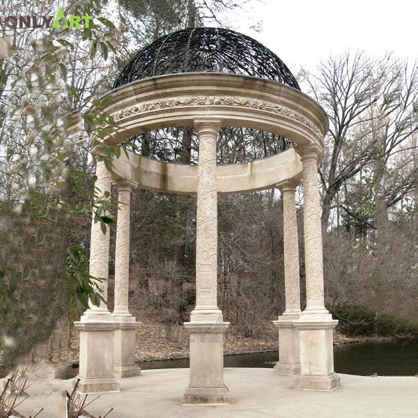 Outdoor large round beautiful marble pillars gazebo for sale OLA-G035