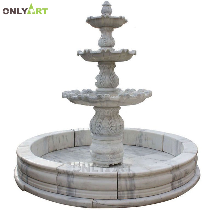 Outdoor large round design hand carved marble stone fountains for sale OLA-F214