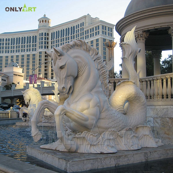 Outdoor marble large horse statues for gardens OLA-A036