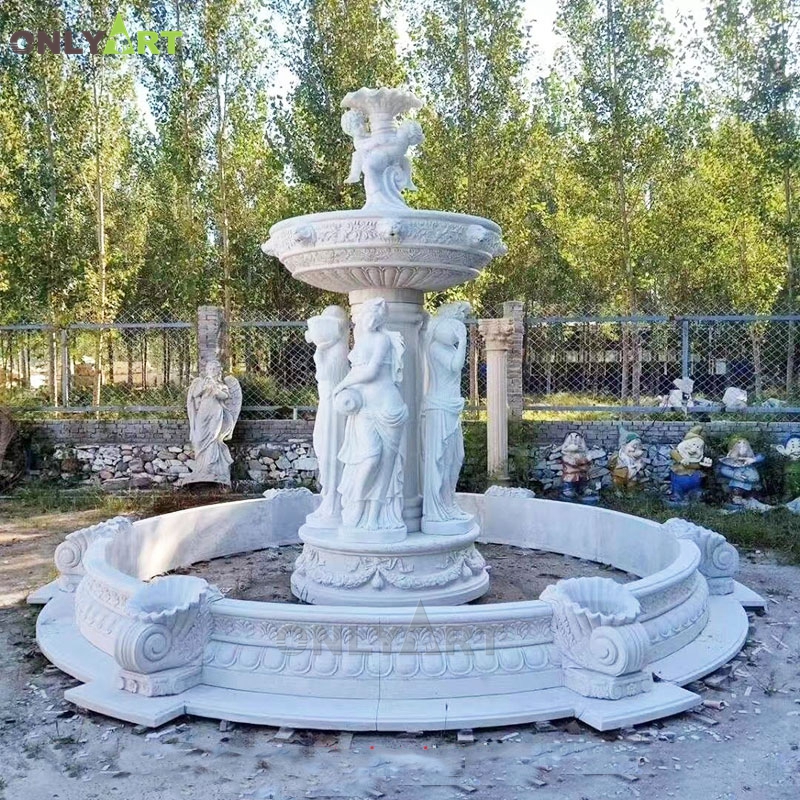 Outdoor natural marble garden decoration water fountains with figures OLA-F211