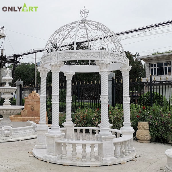 Outdoor roman column white marble gazebo for sale OLA-G086